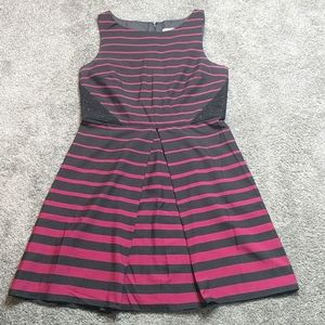 LOFT black and burgundy stripe dress